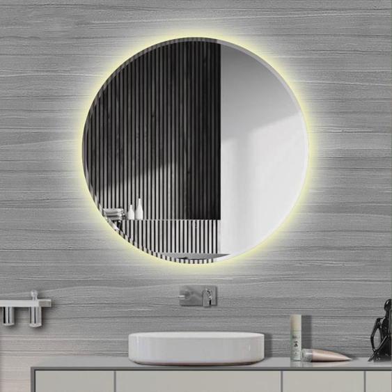 Miroir mural rond LED pour salle de bain OHMG - Blanc - 80cm