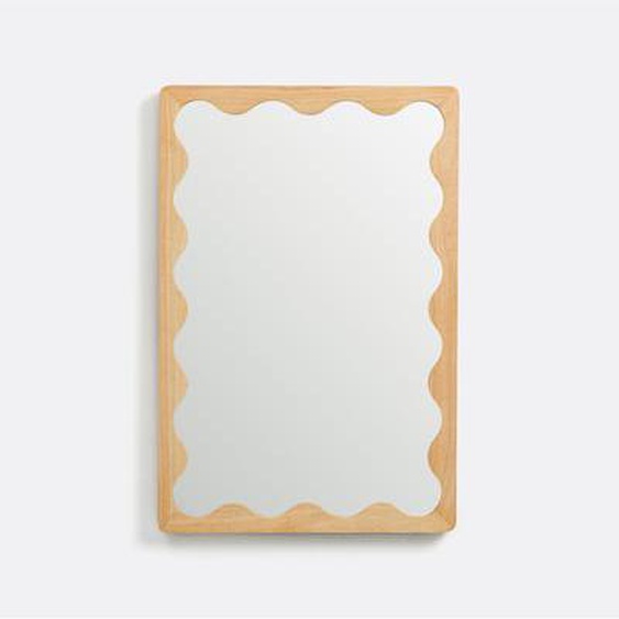 Miroir ondulé, plaqué hévéa, Lia