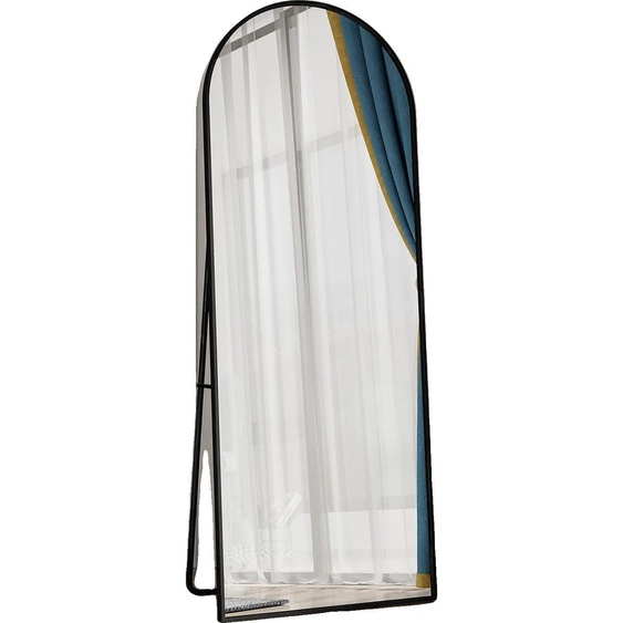 Miroir plein corps, design élégant, montage facile, noir bombé-162cm x 53cm