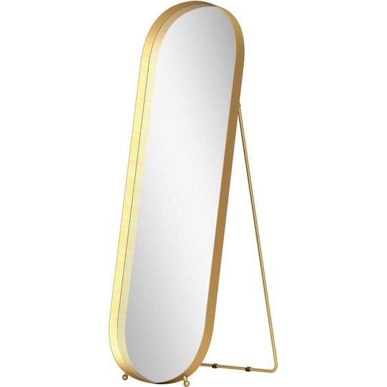 Miroir pleine longueur Fortuna Lai avec cadre métallique, 160 x 50 cm, cadre doré, pour salon, chambre à coucher