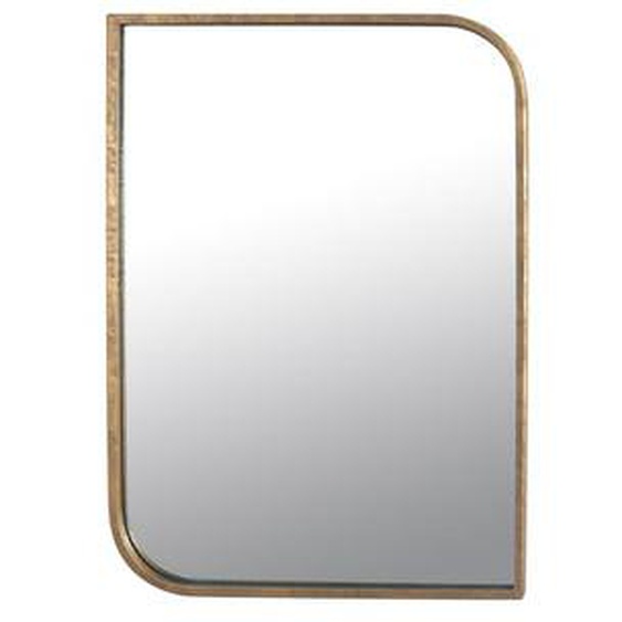 Miroir rectangle au coins asymétriques arrondis métal doré 76x56cm
