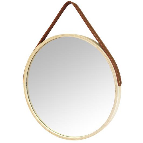 Miroir rond barbier scandinave en bois D35cm. -15% sur tous vos achats aujourdhui seulement*