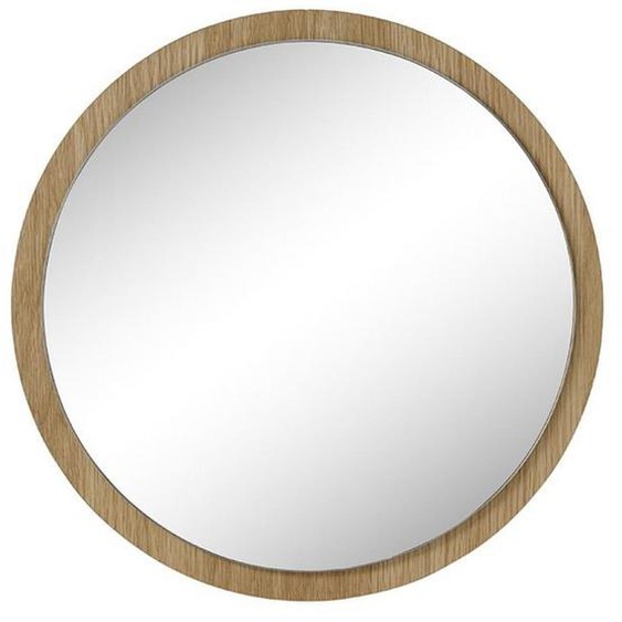 Miroir rond chic MIALY 40 cm diamètre bordure Chêne massif huilé