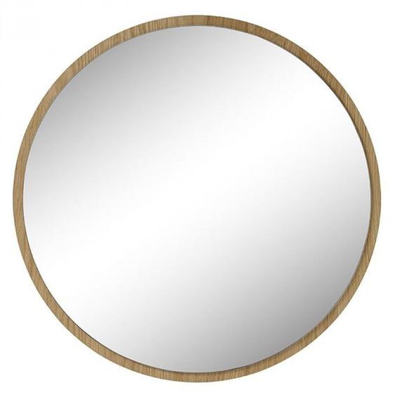 Miroir rond chic MIALY 75 cm diamètre bordure Chêne massif huilé