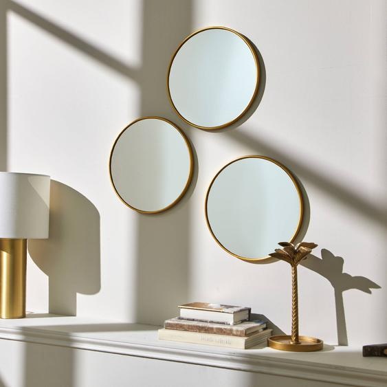 Miroir rond contour coloris doré - lot de 3 -