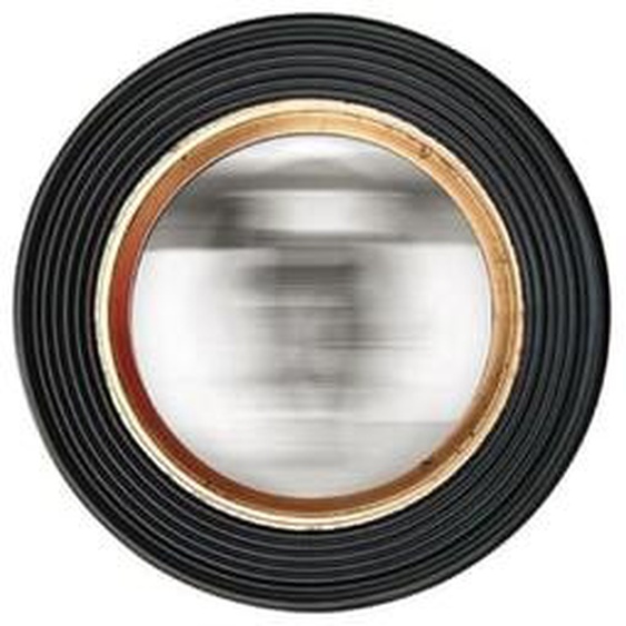 Miroir rond convexe noir et doré 38,5cm