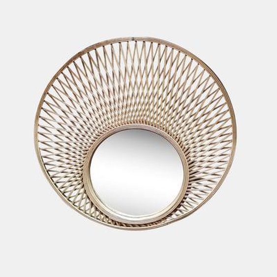 Miroir rond décalé en bambou 80cm