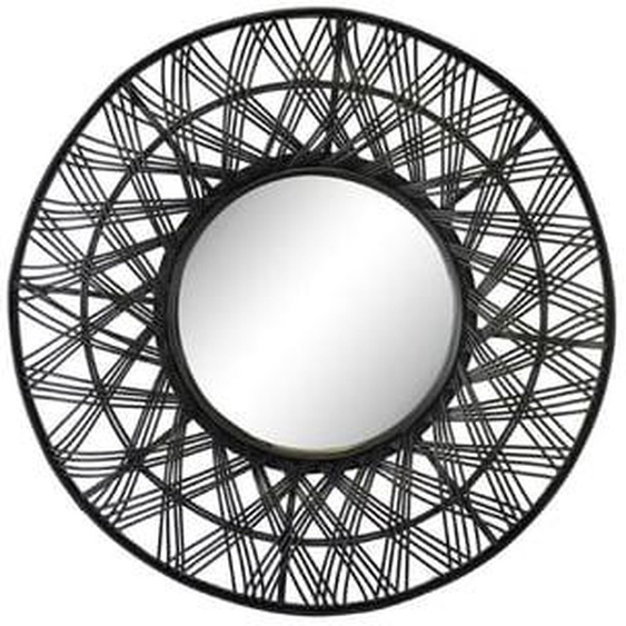 Miroir rond en rotin noir 80cm