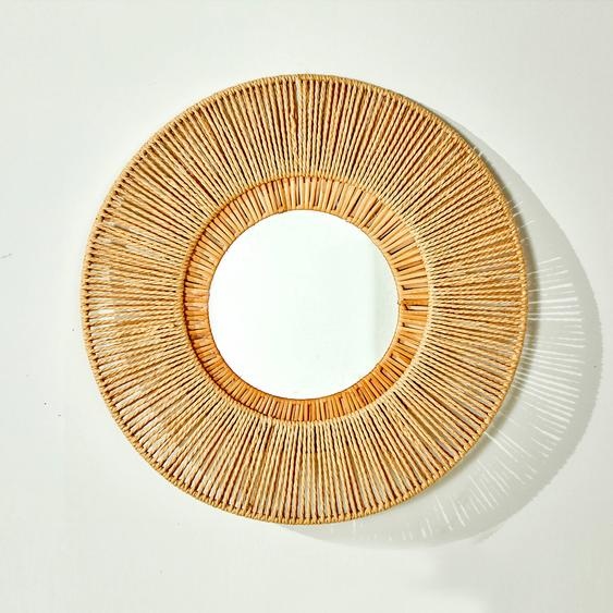 Miroir rond en rotin -