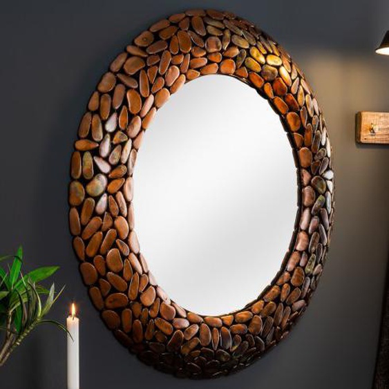Miroir rond mosaïque design - Braga - Cuivré