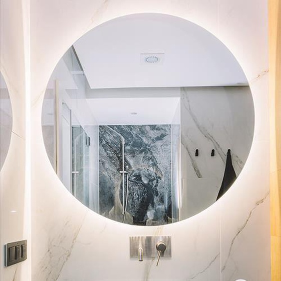 Miroir Rond Mural - Foxydry Round LED diamètre 70 cm - Éclairage LED - Design minimal - 100% fabriqué en Italie