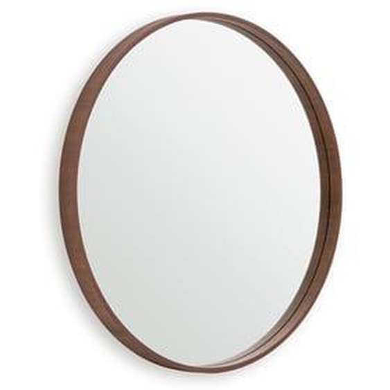 Miroir rond plaqué noyer Ø80 cm, Alaria