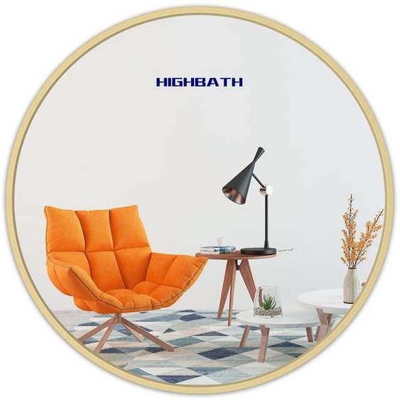 Miroir rond pour mur, diamètre 80 cm, cadre doré, design moderne, fixation murale