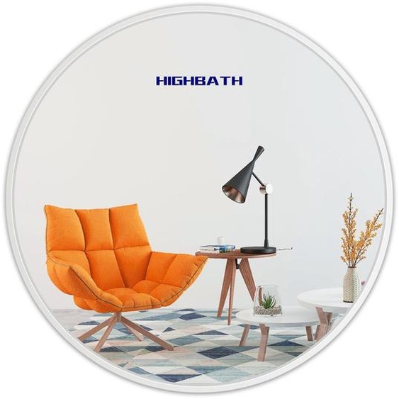 Miroir rond pour mur, diamètre 80 cm, cadre en métal blanc, verre HD