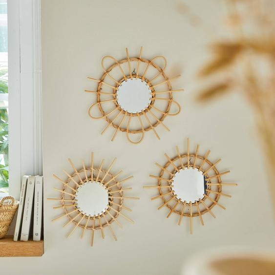 Miroir rond rotin - lot de 3 -