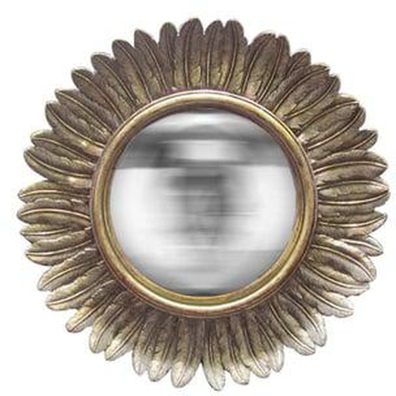 Miroir rond soleil convexe contours plumes 33 cm