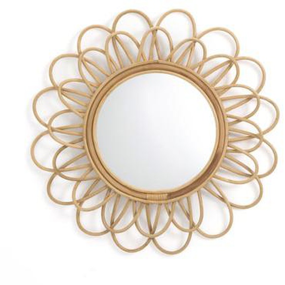Miroir rotin forme fleur double Ø60 cm, Nogu