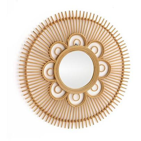 Miroir rotin rond forme fleur Ø90 cm, Nogu