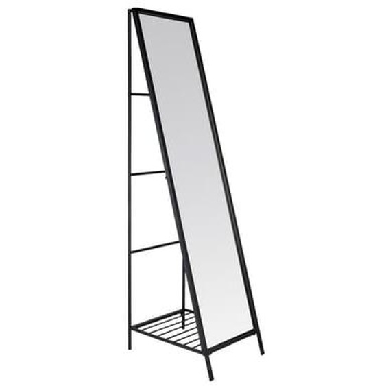 Miroir sur pied métal noir avec étagère 40x50x160cm