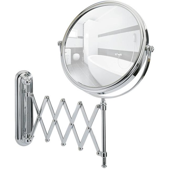 Miroir télescopique pour cosmétiques, réglable en hauteur, en chrome, diamètre 19 cm