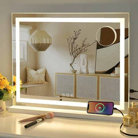 Miroir de maquillage avec éclairage LED – Miroir de table à lumière réglable pour se maquiller