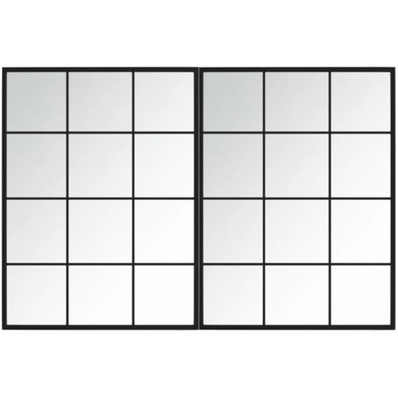 Miroirs muraux 2 pcs noir 80x60 cm métal