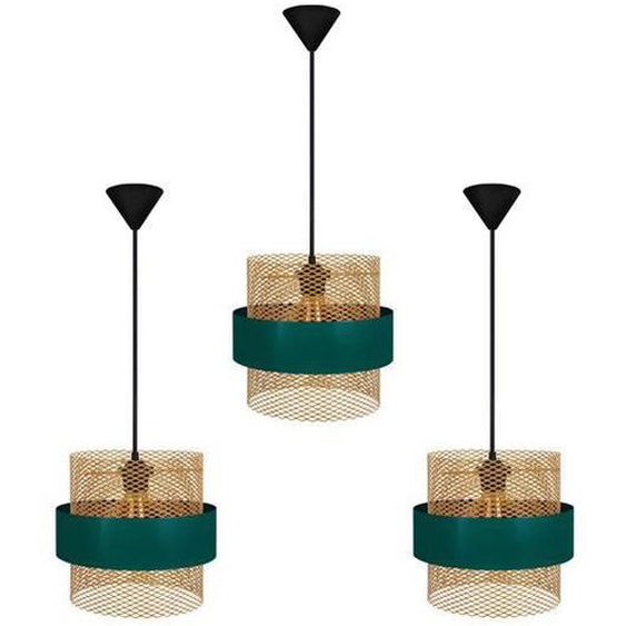 MISIS LOT3-Suspension cylindre métal  noir Abat-jour: cylindre métal jaune,vert 1 ampoule E27 urbain P27xD27xH85cm