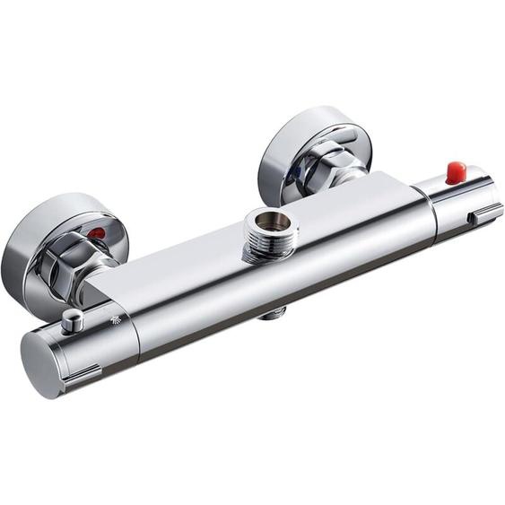 Missdong - Mitigeur Thermostatique de Douche 2 Sorties Haute et Basse Robinet Mélangeur Anti-Brûlure en Laiton Chromé pour Salle de Bain Baignoire