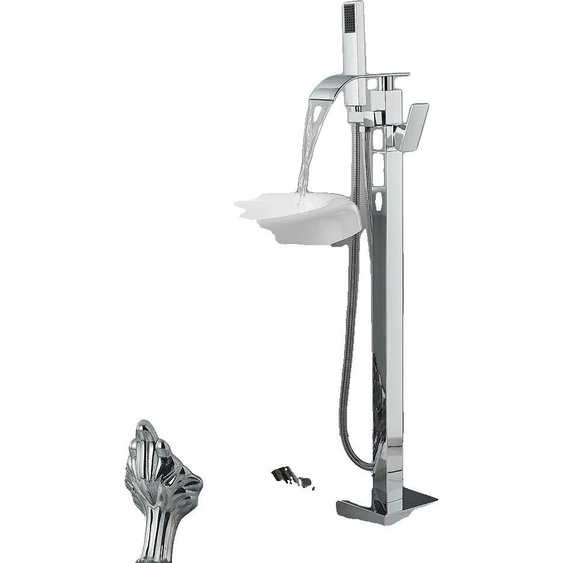 Mitigeur baignoire-douche, montage au sol, avec deux poignées, chrome B