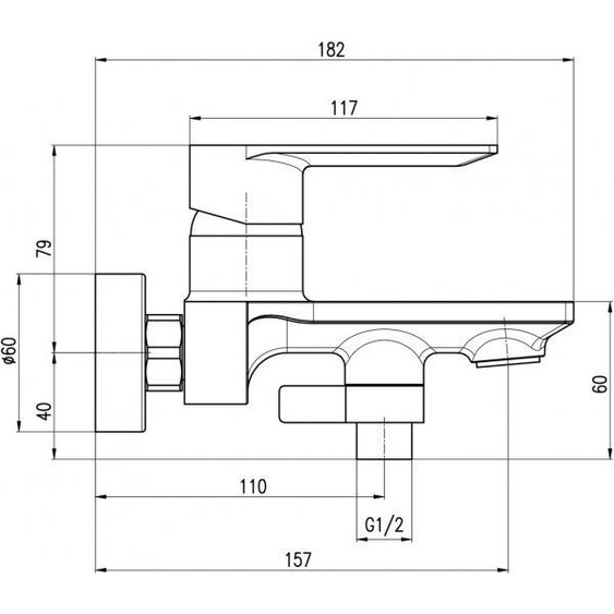 Mitigeur baignoire mural NIL en laiton doré--