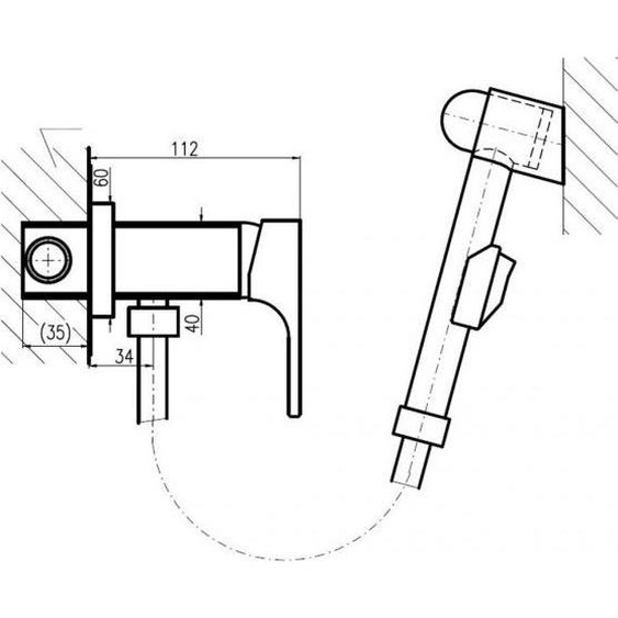 Mitigeur bidet à support fixe avec douchette YUKON en laiton noir