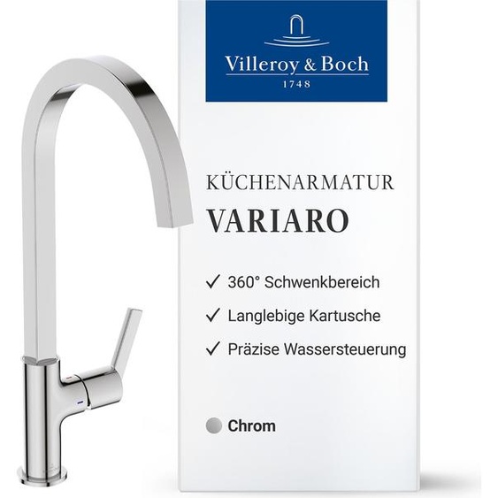 Mitigeur de cuisine Villeroy & Boch Variaro, haute pression, à économie deau – Chrome