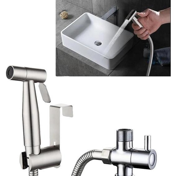 Mitigeur de douche à main, acier inoxydable 304, design ergonomique, argent