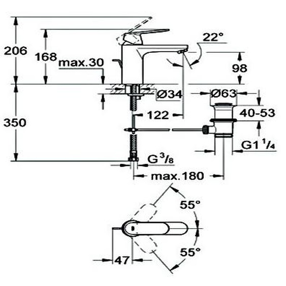 Mitigeur de lavabo monocommande taille M EUROSMART COSMOPOLITAN - GROHE - 23325-000