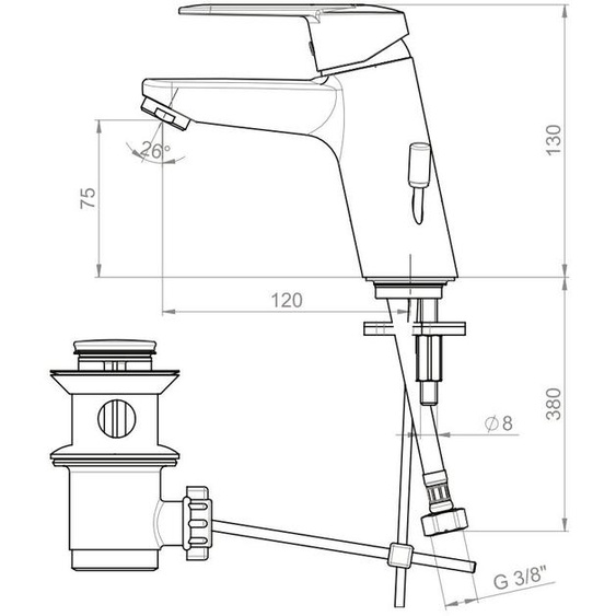 Mitigeur de lavabo VICTORIA-L vidage hostalène chromé - ROCA - A5A3K25C00