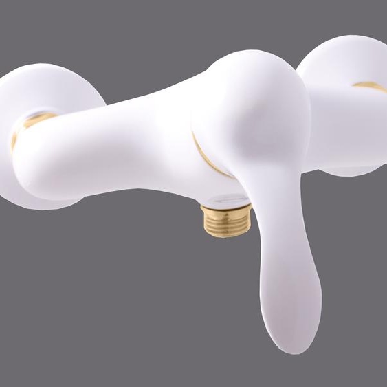 Mitigeur douche mural LABE mural en laiton blanc brillant doré-Doré-Blanc--