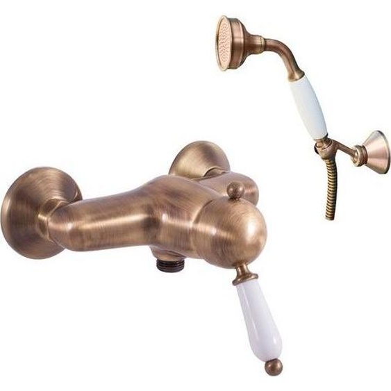 Mitigeur douche mural LABE mural en laiton bronze poignée en céramique--