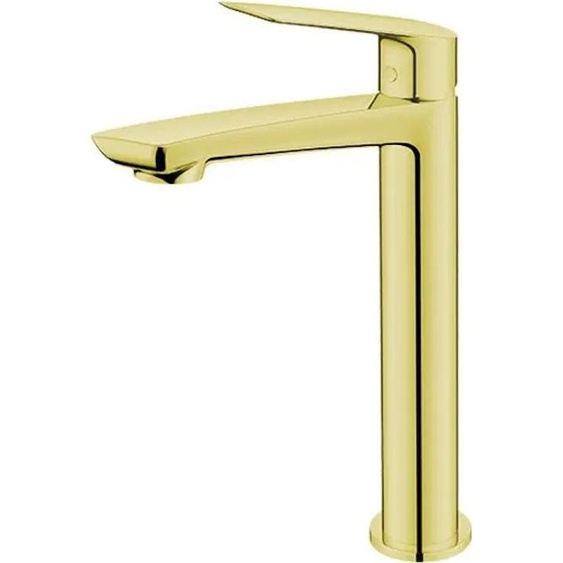 Mélangeur lavabo avec bec haut sans vidage (bouchon) Or