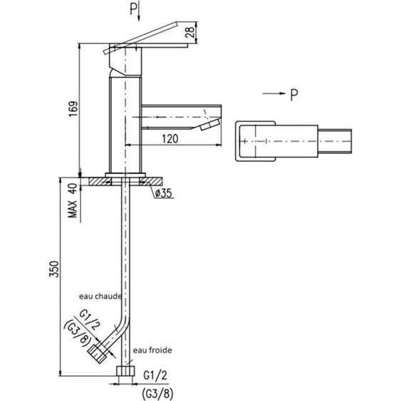 Mitigeur lavabo LOIRA en laiton doré--