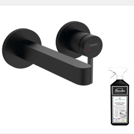 Mitigeur lavabo mural  Finoris bec 165 mm noir mat + nettoyant Briochin