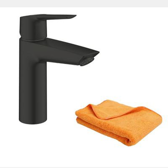 Mitigeur lavabo Start ouverture eau froide noir M + microfibre