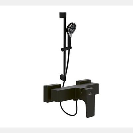 Mitigeur mécanique douche  Architectura Square Noir mat + Ensemble de douche Verve Showers 3 jets Noir mat