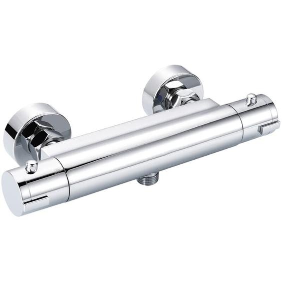 Mitigeur Thermostatique Douche Chromé Mural avec Bouton de Sécurité, Laiton Massif - DBWF01GR - Todot