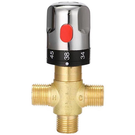 Mitigeur thermostatique en laiton massif G1/2 - Mitigeur thermostatique à trois voies - pour salle de bains et WC