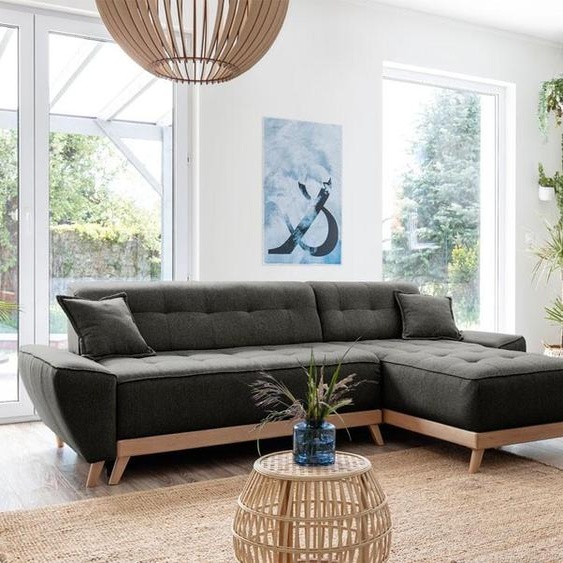 MIUFORM Dazzling Daisy - Canapé dangle avec fonction lit et coffre de lit Canapé avec chaise longue réversible - 260x164cm - Anthracite - Canapé-lit Canapé