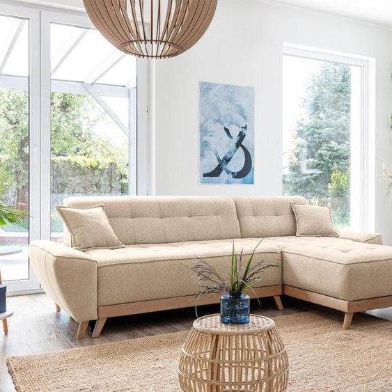 MIUFORM Dazzling Daisy - Canapé dangle avec fonction lit et coffre de lit Canapé avec chaise longue réversible - 260x164cm - Beige - Canapé-lit Canapé