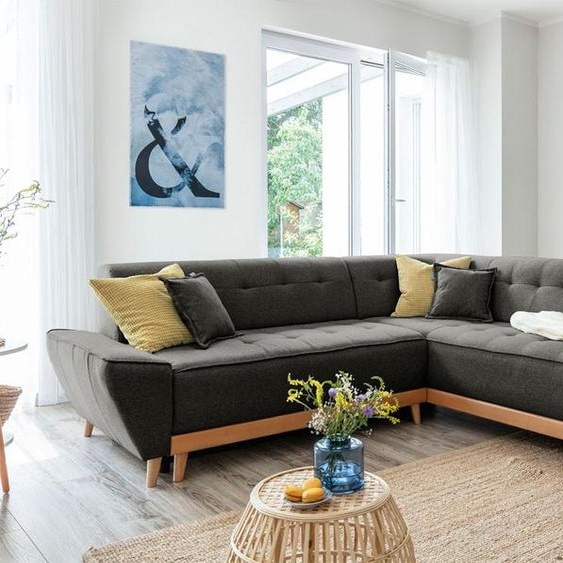 MIUFORM Dazzling Daisy - Canapé dangle avec fonction lit et coffre de lit L-FORME DROITE - 253x190cm - Anthracite - Canapé-lit Canapé