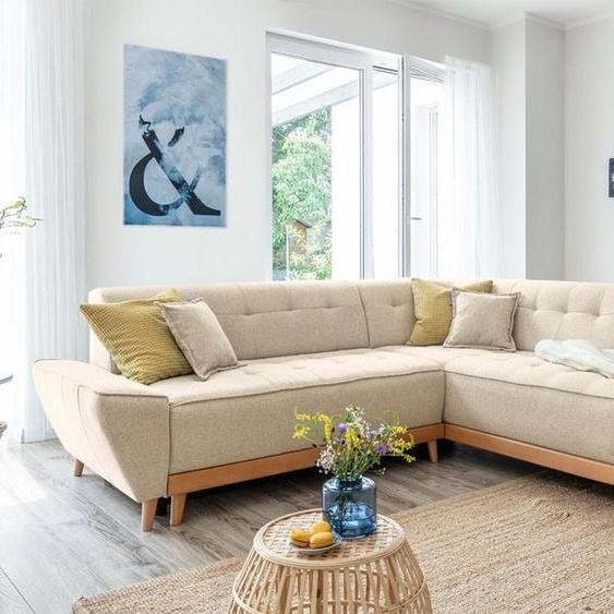 MIUFORM Dazzling Daisy - Canapé dangle avec fonction lit et coffre de lit L-FORME DROITE - 253x190cm - Beige - Canapé-lit Canapé