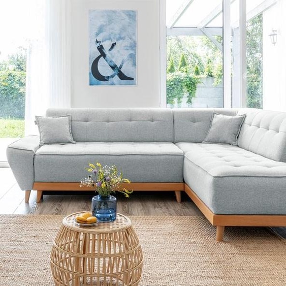 MIUFORM Dazzling Daisy - Canapé dangle avec fonction lit et coffre de lit L-FORME DROITE - 253x190cm - Gris clair - Canapé-lit Canapé