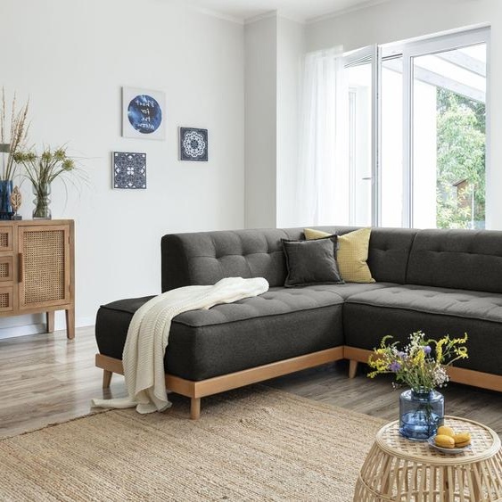 MIUFORM Dazzling Daisy - Canapé dangle avec fonction lit et coffre de lit L-FORME GAUCHE - 253x190cm - Anthracite - Canapé-lit Canapé